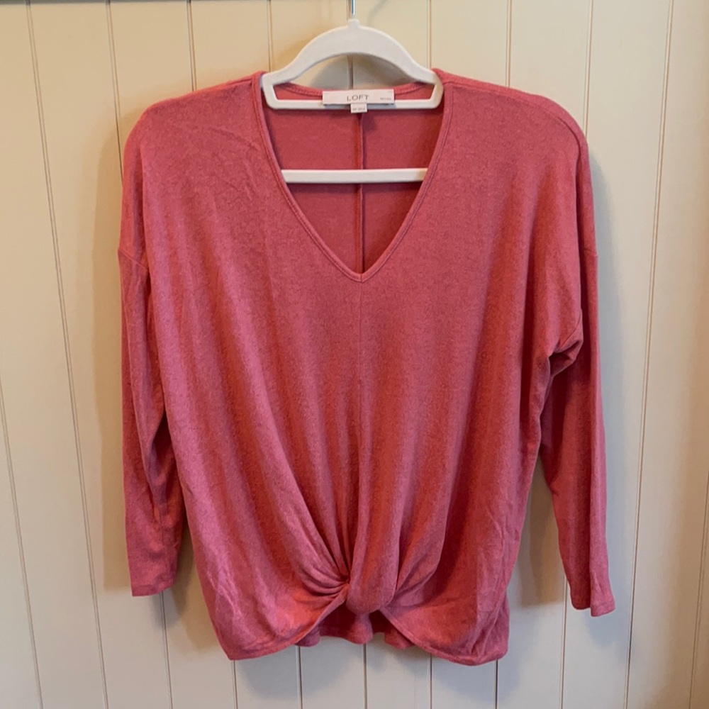 Loft pink sweater with knitted front
